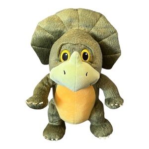 Triceratops Kohls cares moss green and gold chest  3 little dinosaurs. 12” plush